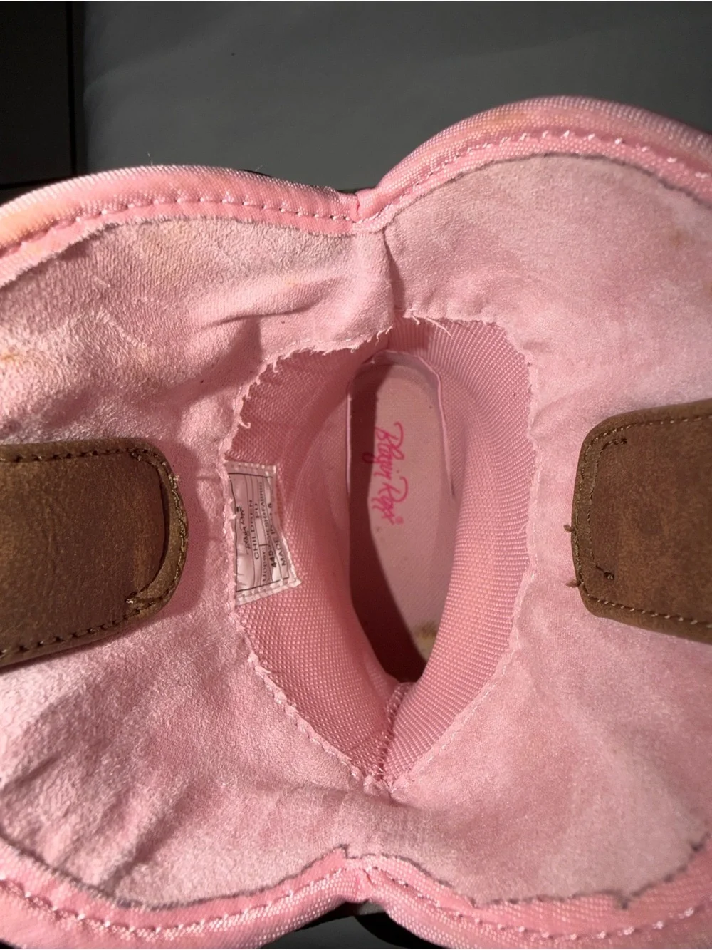 Roxy Brown Leather Kids Cowboy Boots with Pink Cross Accents